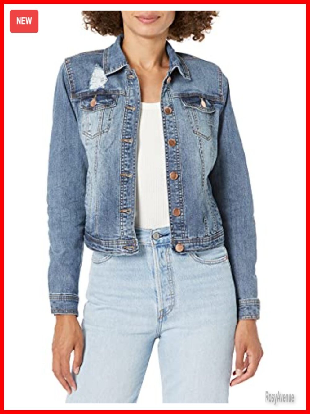 dollhouse Women's Quilted Cotton Denim Jacket Relaxed Fit